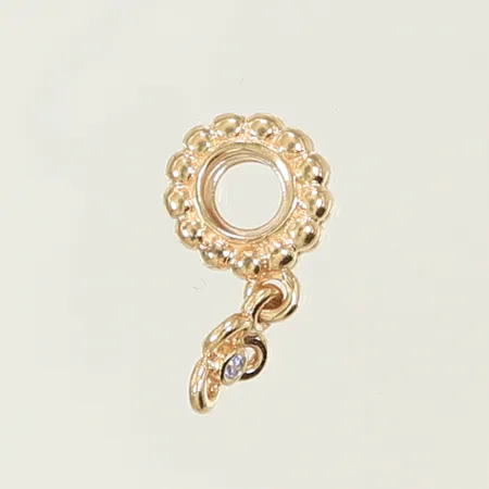 Berlock Pandora med hängande detalj, längd ca18mm, bredd 4mm, 14K, 3,1g 