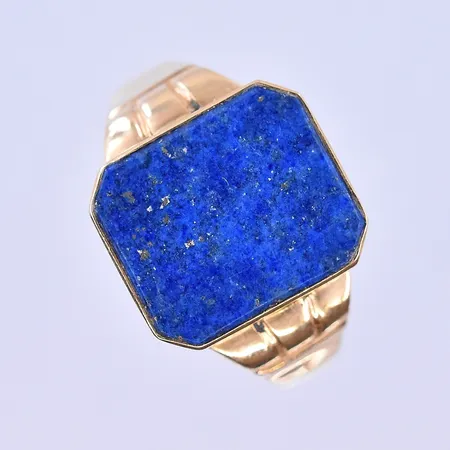 Klackring med Lapis Lazuli Alton, stl 19 bredd 3-15 mm 18K. Vikt: 5 g