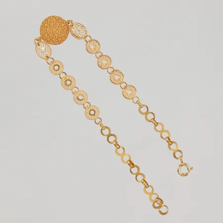 Armband filigran ca 18cm, bredd 4,2-12mm, 21K Vikt: 5 g