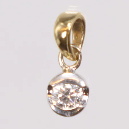 Hänge tvåfärgat med diamant 1xca0,15ct (kvalitet ca TC/Si2) 4x11mm inklusive hängöglan 18K Vikt: 0,6 g