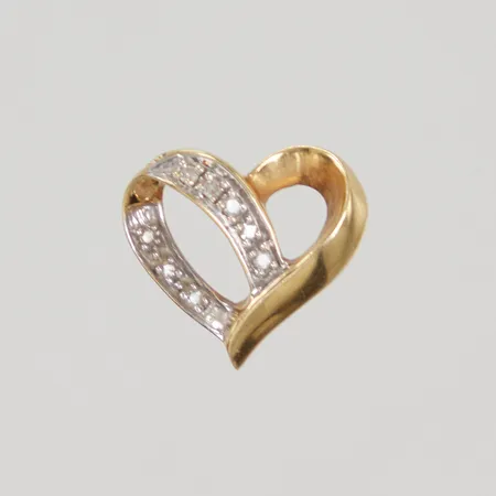 Hänge hjärta längd 16mm, bredd 17mm, åttkantslipade diamanter 8x ca 0,01ct, Guldfynd, 18K, Vikt: 2,2 g