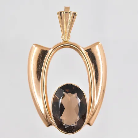 Hänge med rökkvarts 36x23mm 14K Vikt: 2,7 g