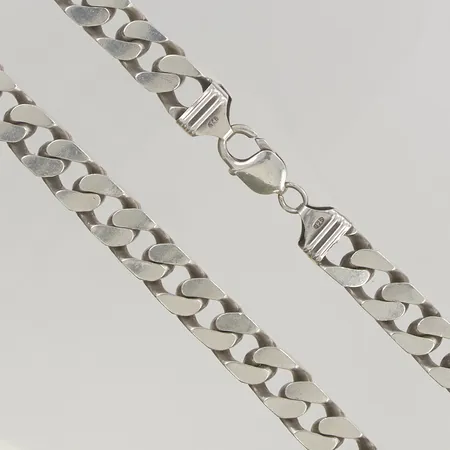 Kedja pansar 54cm bredd 11x5mm, defekt låsögla, 925/1000 Silver 162,2g.