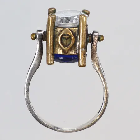 Ring tvåfärgad vändbar med blå och vit sten stl:18½ bredd 2-10mm silver 925/1000 Vikt: 7,2 g