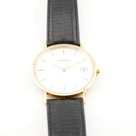 Herrur Certina, quartz, ca 33mm, 18k, gravyr bakboett
