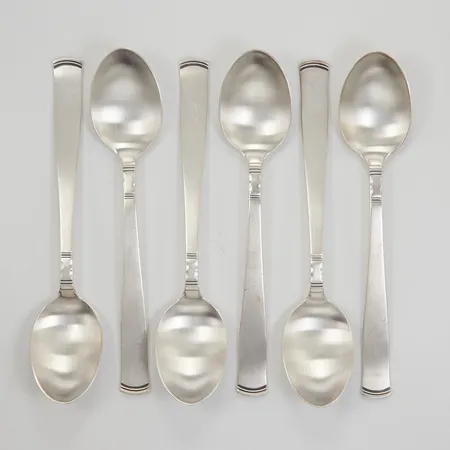 6 Dessertskedar Rosenholm 16cm, GAB år 1990, silver 830/1000, Vikt: 152,8 g