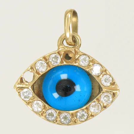 Hänge öga med vita stenar, 17x16mm inklusive hängöglan, vita stenar saknas, 9K bruttovikt 1,3g