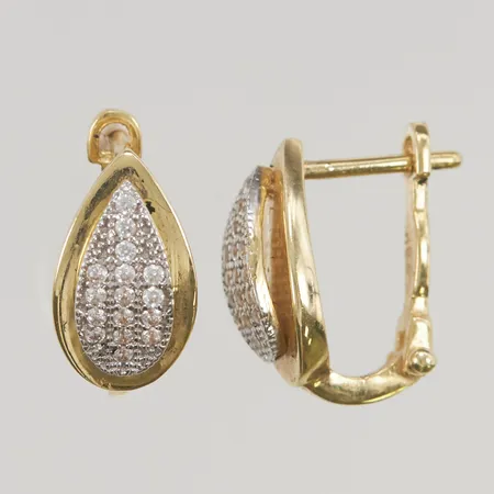 Örhängen 12mm vita stenar 18K 3,9g.