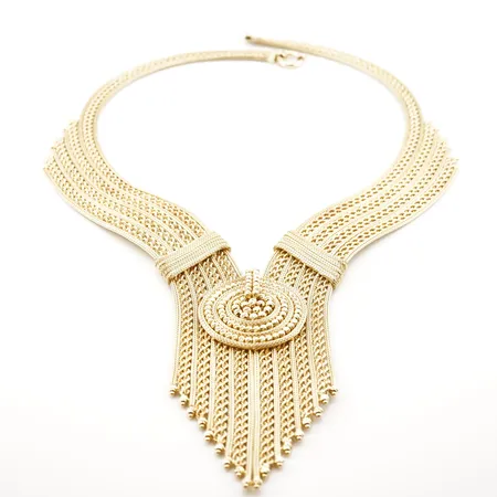 Collier, ca 45cm, bredd 7mm-50mm, 14k Vikt: 61,6 g