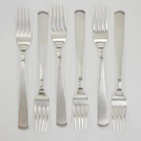 6 Matgafflar Rosenholm 18cm, GAB år 1990, silver 830/1000, Vikt: 212,8 g