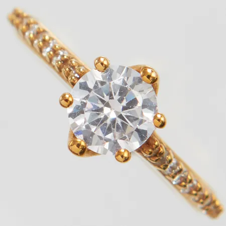 Ring med diamanter & kubisk zirconia, GLAMIRA, stl:15¾, 22 x ca 0,005ct, bredd: 1,7-7,5mm, , personlig gravyr, certifikat, manual, etui, box, 18K, Brv: 3,0g.