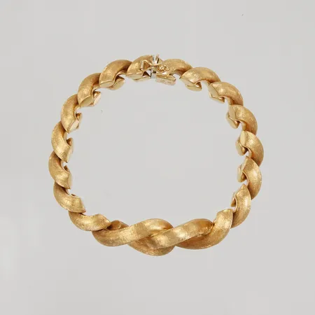 Armband doserad Pansar med borstad dekor, 18,5cm, bredd 10-20mm, ihålig, 18K Vikt: 45,5 g