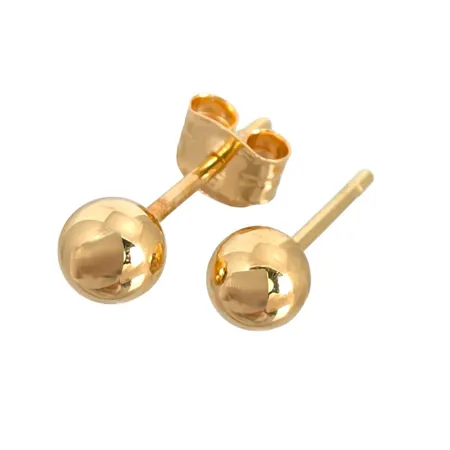 Örhängen Klot i 18K guld, Ø 4 mm, en plopp saknas, fint skick Vikt: 0,4 g