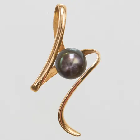 Hänge med odlad pärla, längd 38,5mm, ostämplad, 18K Vikt: 3,6g Vikt: 3,6 g