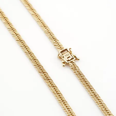 Halskedja, 45cm, bredd 3mm, 18k Vikt: 4 g