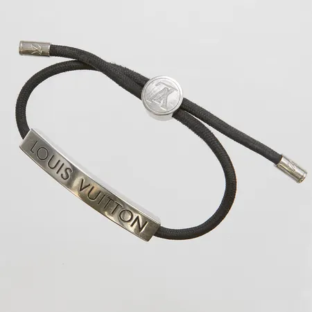 Armband Louis Vuitton, LV Space, M00273, vitmetall, tyg, slitage, kvitto, etui, påse, inga övriga tillbehör