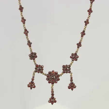 Collier med granater 41cm bredd 6-37mm, förgylld metall.