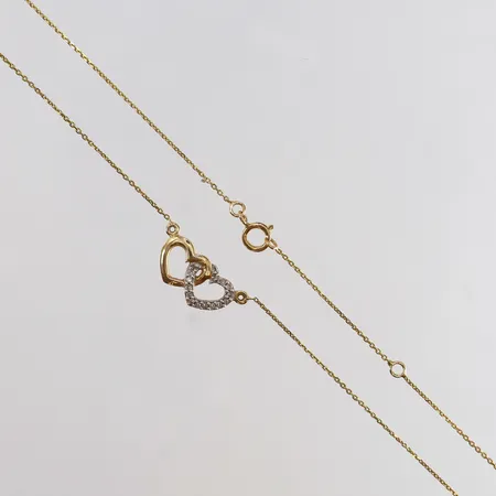 Collier med åttkantslipade diamanter 12 x 0,005ct längd 42,5-45,5cm bredd 0,3-9mm 18K Vikt: 2,3 g på auktion i Kista hos Pantbanken Sverige