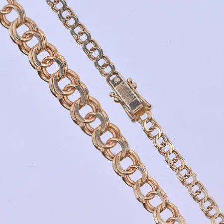 Collier doserad Bismarck längd 45cm bredd 4-9mm 18K. Vikt: 24,6 g