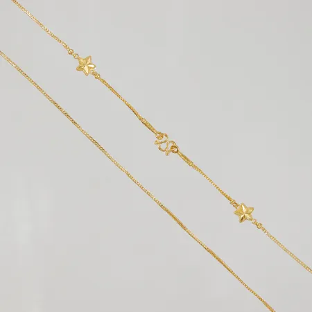 Collier med integrerade berlocker, 48cm, bredd 1,3mm, ojämnheter, Thaiguld, 23K Vikt: 7,6 g