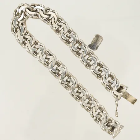 Armband bismarck, 20cm, bredd 10,5mm, defekt lås, saknar en låsåtta, Silver 925/1000 Vikt: 39,2 g