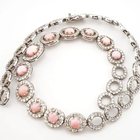 Collier m stenar, silver, 45cm, bredd 12mm, defekt, stenar saknas Vikt: 45 g
