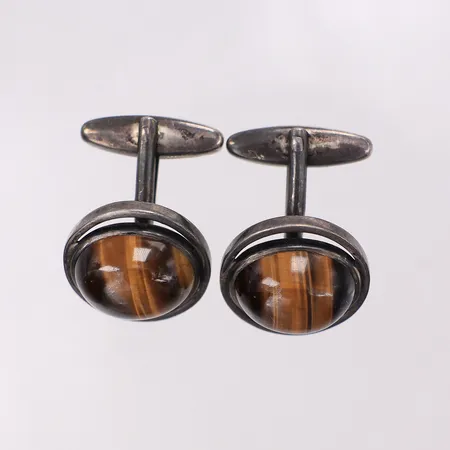 Manchettknappar med stenar, ca 18,4x18,8mm, silver 925/1000 Vikt: 13,4 g