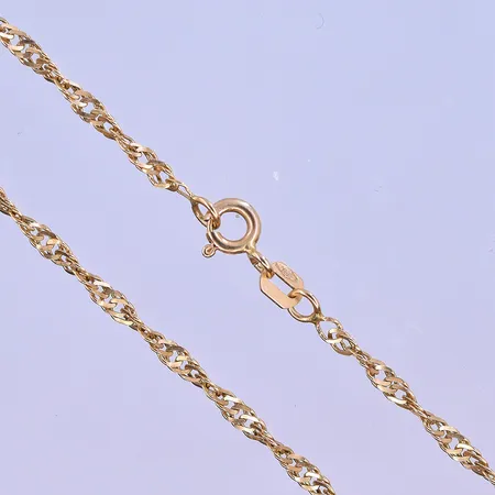 Kedja Singapore Guldfynd längd 43,5cm bredd 2 mm 18K. Vikt: 3,9 g