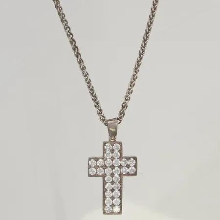 Kedja med hänge "kors" 42x26mm, 50cm, engelska stämplar, 925/1000 Silver 29,4g.
