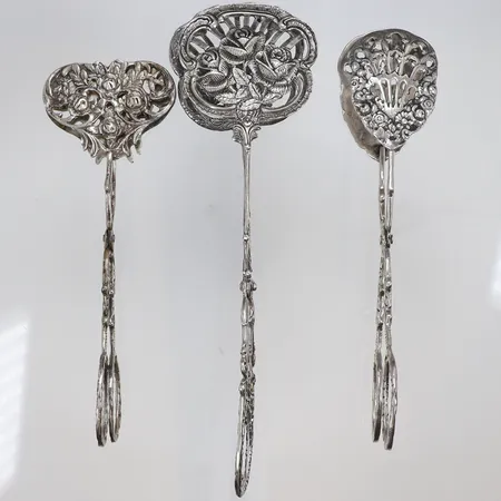 5st Kaktänger och sockertänger modell Rosen längd 8,2-17cm silver 830/1000 Vikt: 174,1 g