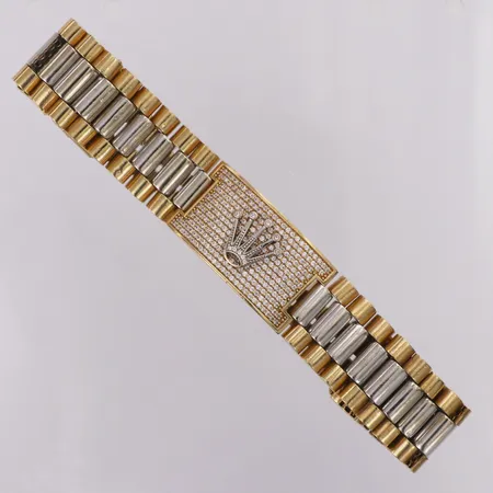 Armband vita stenar längd ca 17cm bredd ca 19mm, tvåfärgad, 18K Vikt: 60 g