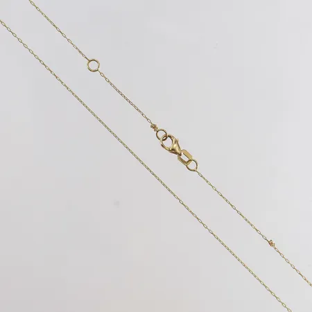 Kedja justerbar längd 44-46,5cm bredd 0,3mm trasslig 18K Vikt: 0,9 g på auktion i Kista hos Pantbanken Sverige