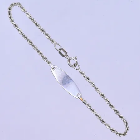 Armband Cordell med bricka längd 17,5cm bredd 2-6mm silver 925/1000. Vikt: 2,7 g