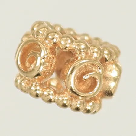 Berlock Pandora med snurrade detaljer Ø ca 9mm, bredd 6mm, 14K, 2,2g Vikt: 2,2 g