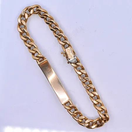 Armband pansar med bricka längd 21cm bredd 7mm ihålig defekt lås 18K. Vikt: 16,8 g