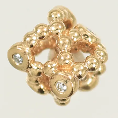 Berlock Pandora med vita stenar Ø 9mm, 14K, 2,4g 