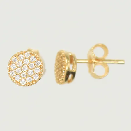 Ett par örhängen med vita stenar, Ø6,6mm, 18K 1,9g Vikt: 1,9 g