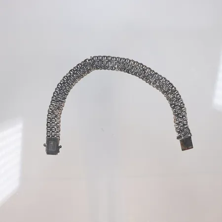 Armband X-länk med stav längd 19cm bredd 10mm defekt lås/ländelar silver 925/1000 Vikt: 14,8 g