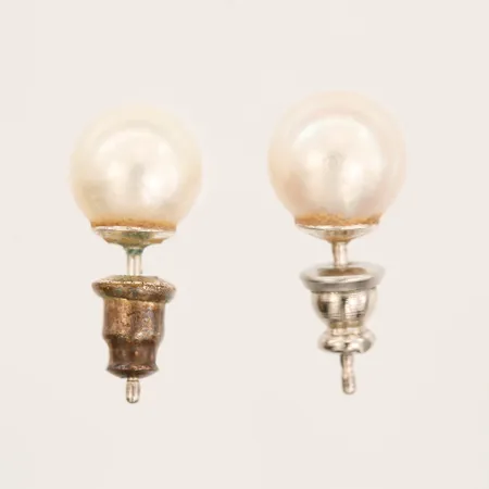 Örhängen med odlade pärlor Ø8mm, stoppers i vitmetall, silver Vikt: 2,4 g