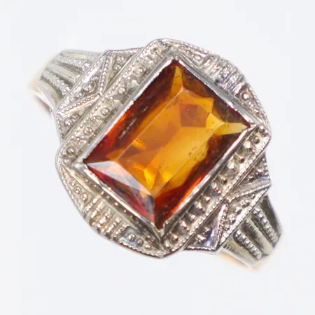 Ring tvåfärgad med sten stl:15 bredd 2-11mm Art Deco-stil ca 1930-tal 18K Vikt: 2,2 g