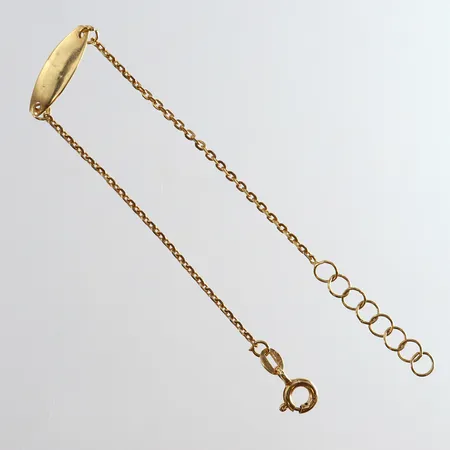 Armband med namnbricka längd 14cm bredd 5mm 9K Vikt: 0,9 g