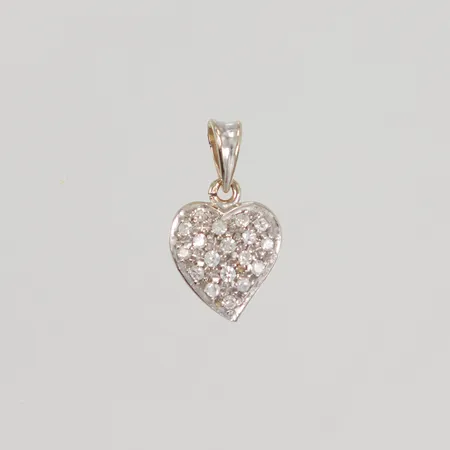 Hänge hjärta med åttkantsslipade diamanter 17x ca 0,01ct, 15mm, vitguld 18K Vikt: 1,1 g