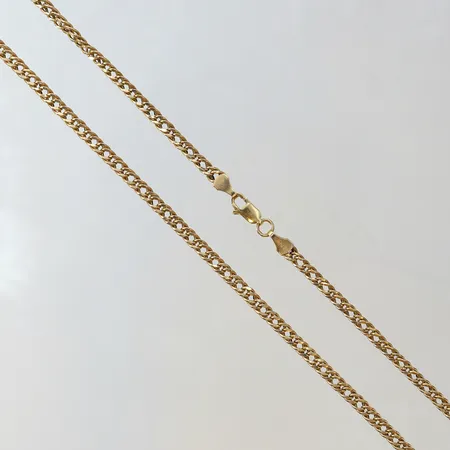 Kedja längd 62cm bredd 3,3mm ojämn länk 14K Vikt: 8,9 g