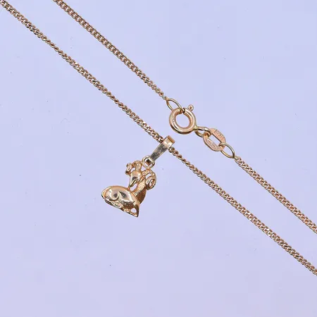 Kedja Pansar med hänge vädur längd 45 cm och bredd 2 mm stl häng:8x15mm 18K. Vikt: 3,3 g