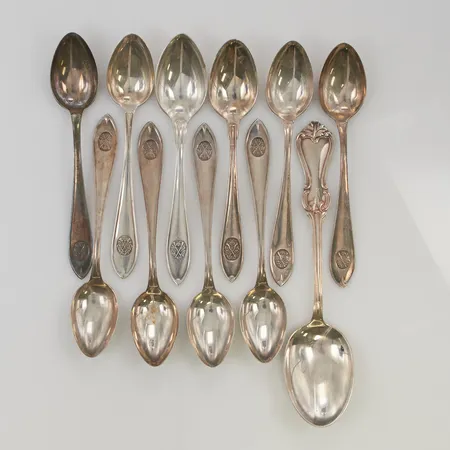 Diverse skedar, gravyr, 830/1000 Silver 177,9g.