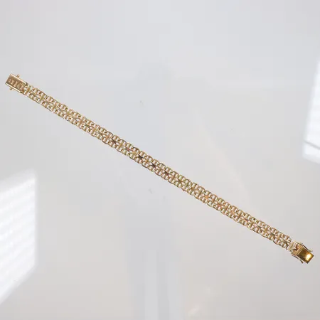 Armband X-länk med stav 19cm bredd 7mm TC (Tore Clareus) Stockholm 1957, 18K Vikt: 12,7 g