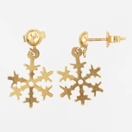Ett par örhängen snöflingor 29x15mm, mindre skevheter, 18K Vikt: 2,9 g