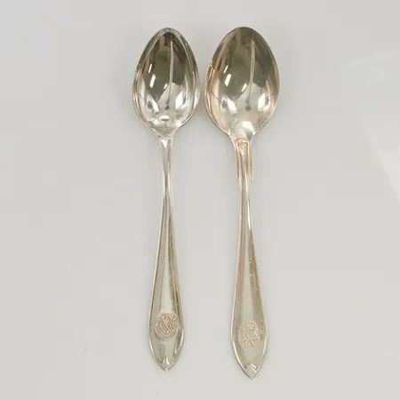 2 Skytteskedar 13cm 830/1000 Silver 29,0g.