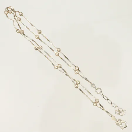 Fotlänk dubbla kejor med bollar, längd ca 27cm, bredd 1-3mm, 925/1000- Silver, 3,5g