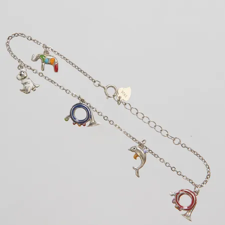 Armband med berlocker, längd 17-20cm, emalj, 925/1000 silver Vikt: 5,2g Vikt: 5,2 g
